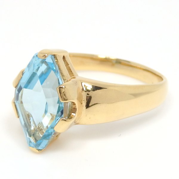 画像2: K18 ゴールド  YG　イエローゴールド　ブルートパーズ　6.14ct　大粒　指輪　美品　中古　レディース　ジュエリー　11月誕生石　リング　質屋