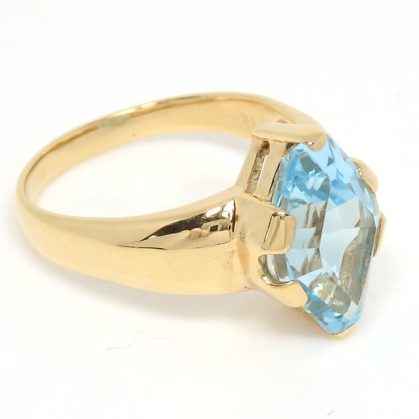 画像3: K18 ゴールド  YG　イエローゴールド　ブルートパーズ　6.14ct　大粒　指輪　美品　中古　レディース　ジュエリー　11月誕生石　リング　質屋