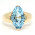 画像1: K18 ゴールド  YG　イエローゴールド　ブルートパーズ　6.14ct　大粒　指輪　美品　中古　レディース　ジュエリー　11月誕生石　リング　質屋 (1)