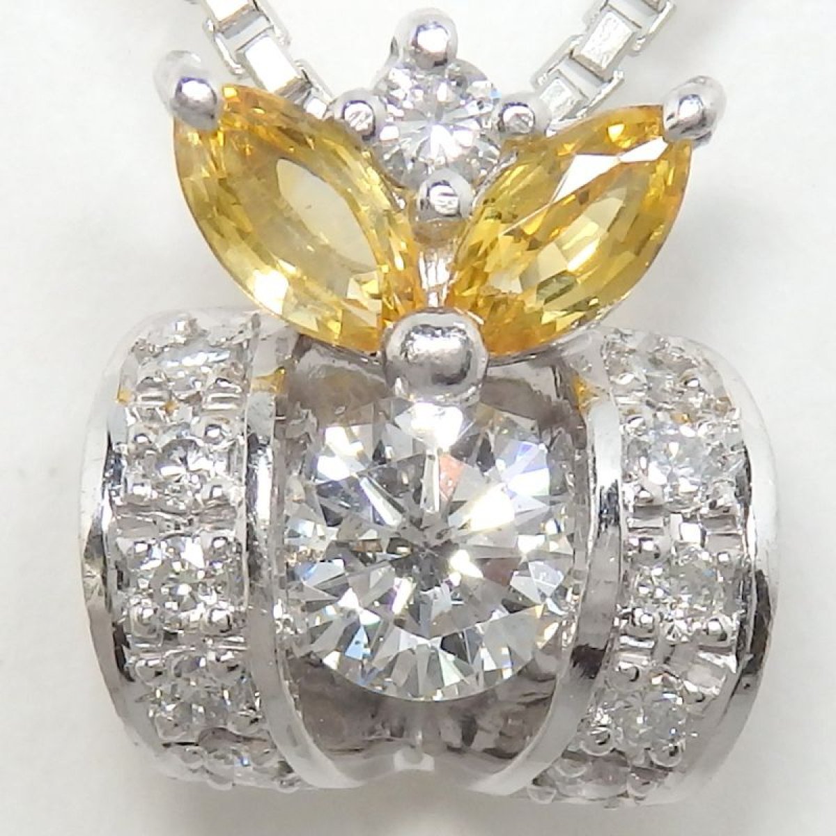 画像3: Pt900 プラチナ 　ダイヤモンド　0.25ct　0.10ct　シトリン　0.26ct ペンダント付ネックレス　中古　美品　レディース　ジュエリー　ダイヤ　質屋