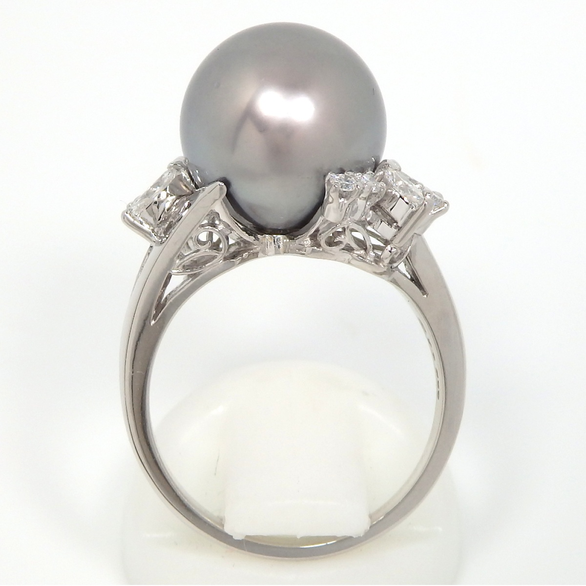 画像4: 【MIKIMOTO】ミキモト　Pt900 プラチナ　グレー 真珠 約11.7mm　ダイヤモンド 0.33ct　指輪　中古　美品　新品仕上済　レディース　ジュエリー　パール　ダイヤ　リング　質屋