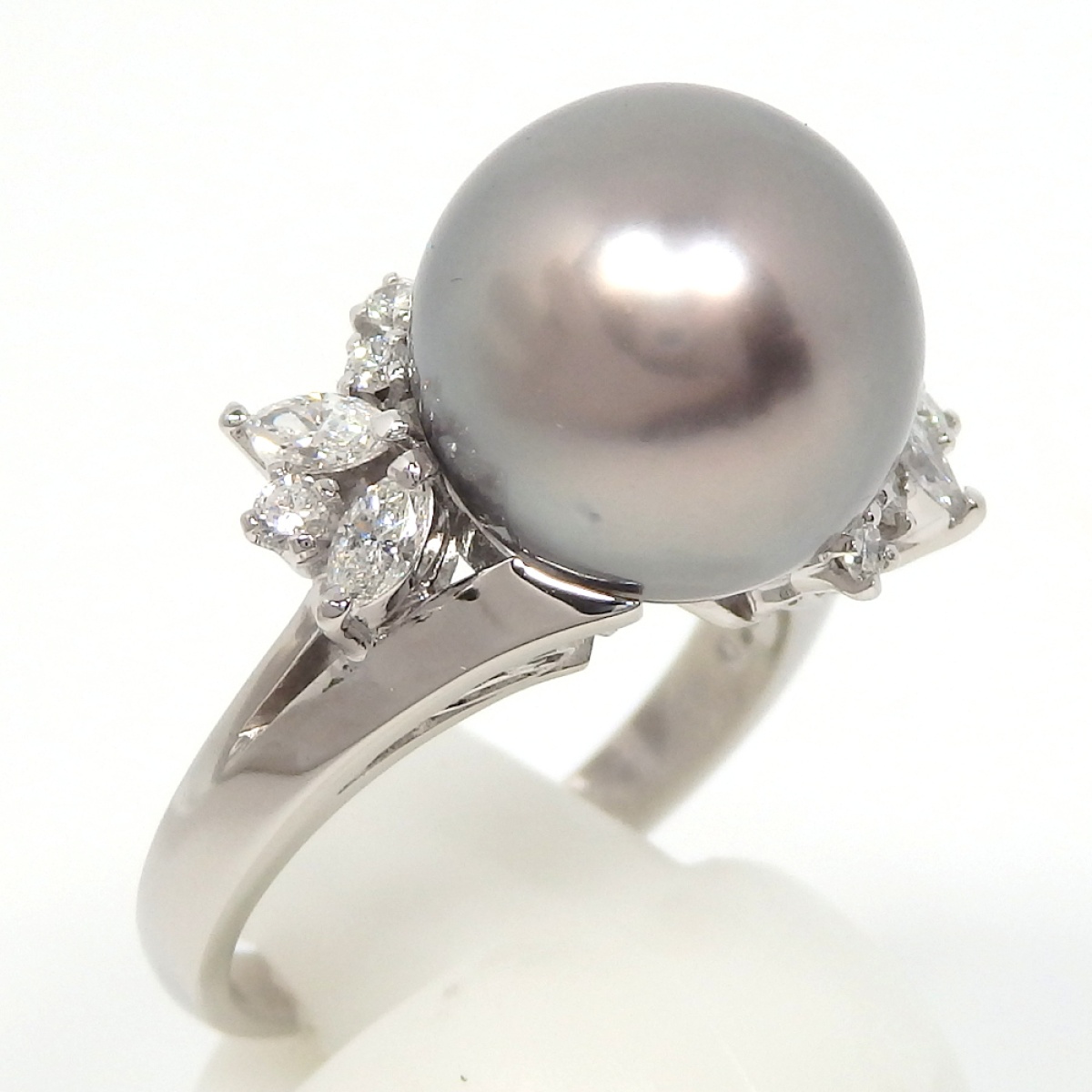 画像3: 【MIKIMOTO】ミキモト　Pt900 プラチナ　グレー 真珠 約11.7mm　ダイヤモンド 0.33ct　指輪　中古　美品　新品仕上済　レディース　ジュエリー　パール　ダイヤ　リング　質屋