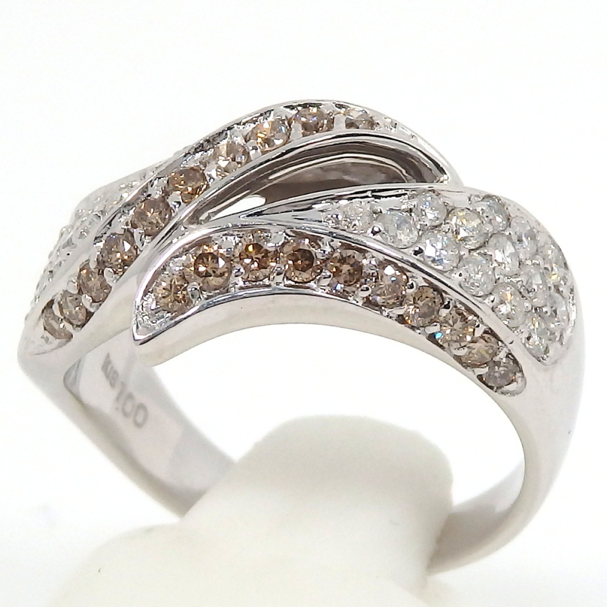 画像3: K18 WG ホワイトゴールド　ダイヤモンド　1.00ct　指輪　中古　美品 　リング　新品仕上済　レディース　ジュエリー　ブラウンダイヤ　質屋　4月誕生石