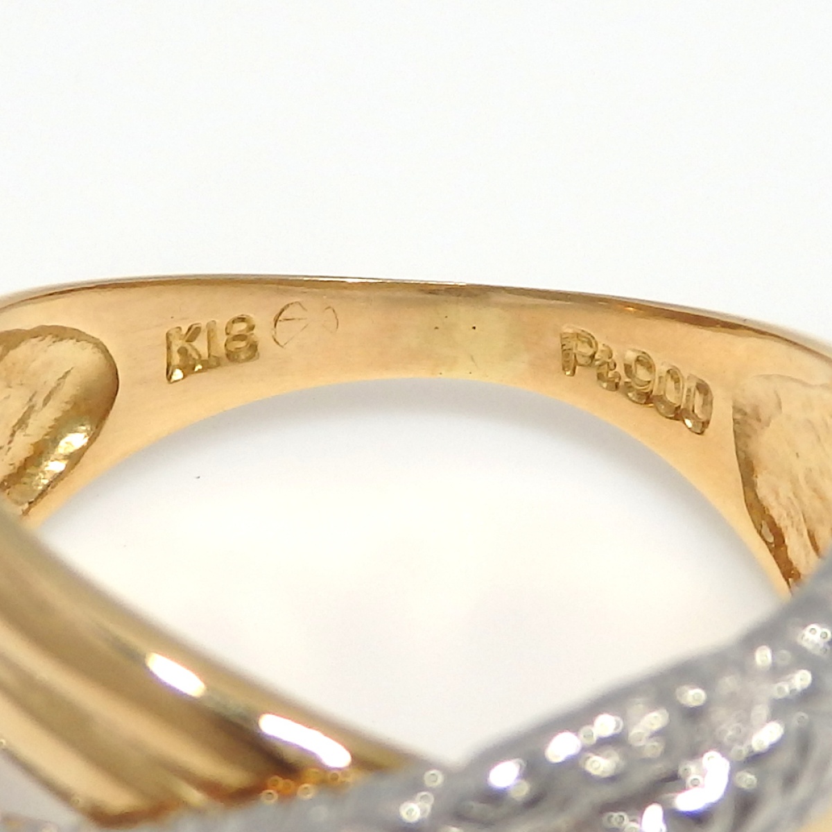 画像4: K18 ゴールド　Pt900 プラチナ　ダイヤモンド　ヘビ型　指輪　中古　美品　新品仕上済　リング　ダイヤ　質屋　 蛇　へび　4月誕生石