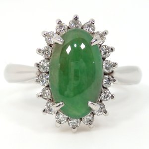 Pt900 プラチナ 翡翠 ダイヤモンド 0.36ct 指輪　ソーティング付　ジェダイト　ひすい　中古　美品　新品仕上済　レディース　ジュエリー　ダイヤ　リング　質屋　5月誕生石