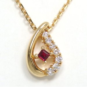 【POLA】ポーラ 750 ゴールド 　ルビー 0.12ct　 ダイヤモンド 0.18ct ペンダント付ネックレス　中古　美品　レディース　ジュエリー　ダイヤ　質屋　7月誕生石