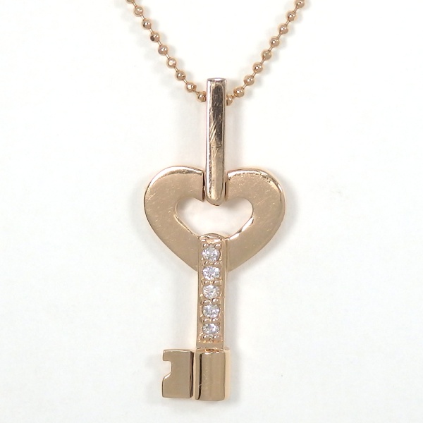 画像1: K18 ゴールド　ダイヤモンド ペンダント付ネックレス　カギ　鍵　中古　美品　レディース　ジュエリー　ダイヤ　質屋