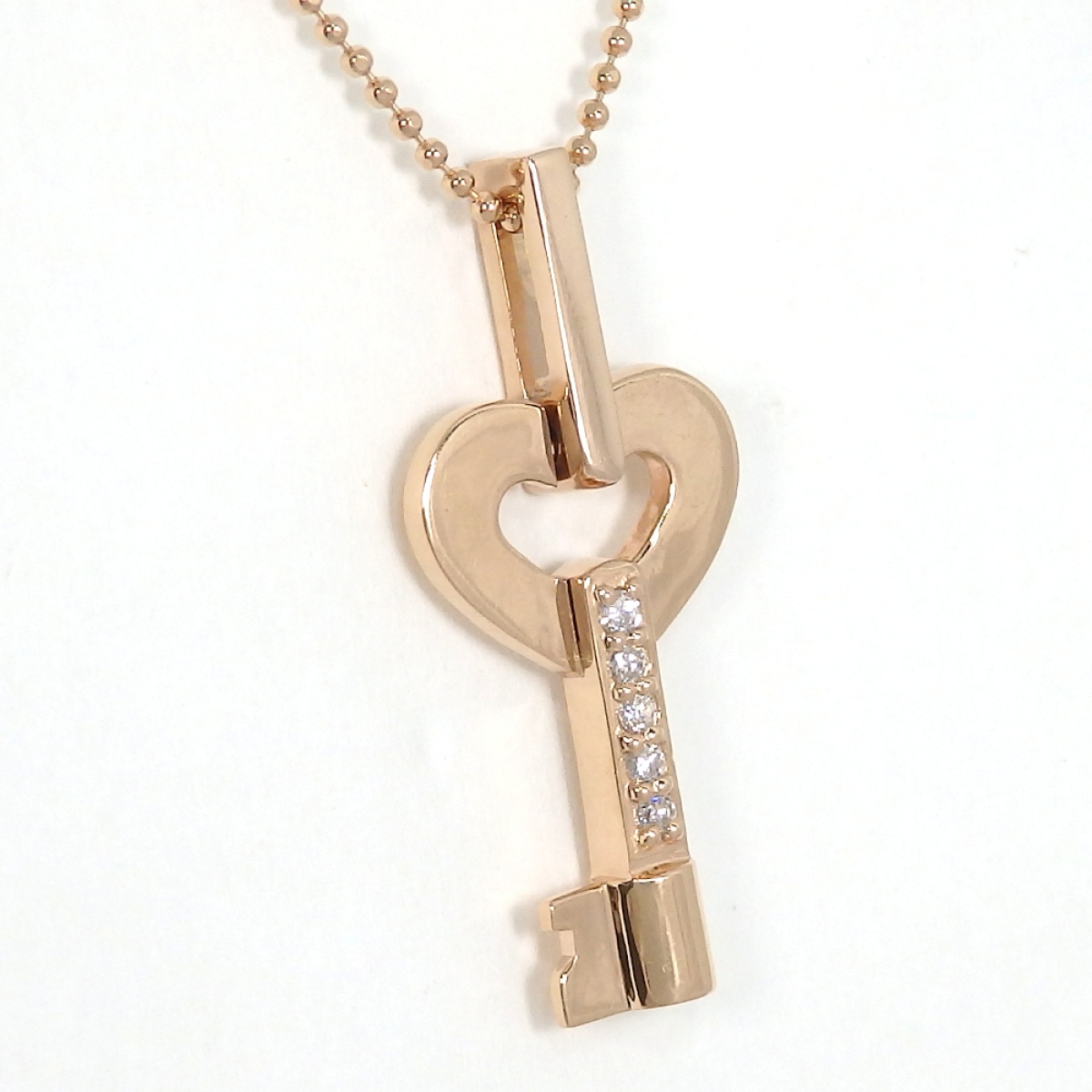 画像2: K18 ゴールド　ダイヤモンド ペンダント付ネックレス　カギ　鍵　中古　美品　レディース　ジュエリー　ダイヤ　質屋