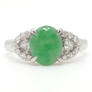 Pt900 プラチナ 翡翠 1.16ct ダイヤモンド 0.33ct 指輪　ひすい　ヒスイ　ソーティング付　ジェダイト　中古　美品 新品仕上済　レディース　ジュエリー　リング　ダイヤ　質屋　5月誕生石　
