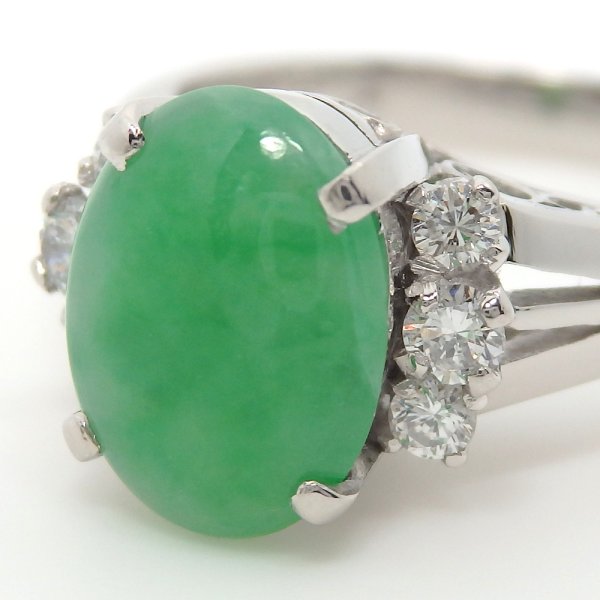 画像3: Pm850 プラチナ 翡翠 ひすい ダイヤモンド 0.21ct 指輪　ソーティング付　ジェダイト　中古　美品　新品仕上済　レディース　質屋　ヒスイ　ダイヤ　リング　ジュエリー　5月誕生石