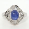 画像1: Pt900 プラチナ 天然 スターサファイア 1.59ct　ダイヤモンド 0.50ct　指輪 　鑑別書付　 中古　美品　新品仕上済　レディース　リング　質屋 9月誕生石 (1)
