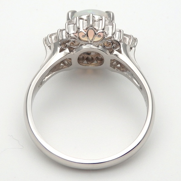 画像4: Pt900 プラチナ オパール 七色 ダイヤモンド 0.43ct　 指輪　中古　美品　新品仕上済　レディース　ジュエリー　ダイヤ　リング　質屋　10月誕生石