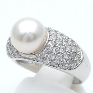 Pt900 プラチナ　 真珠 8.5ｍｍ　ダイヤモンド 1.00ct 指輪 　パール　 中古　美品　レディース　ジュエリー　ダイヤ 1カラット　リング　質屋　6月誕生石