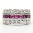 画像1: Pt900 プラチナ 　ルビー 1.00ct　 ダイヤモンド 1.00ct 指輪　中古　美品　リング　ジュエリー　豪華　1カラット　幅広　質屋　7月誕生石 (1)