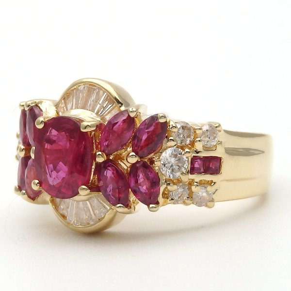 画像2: K18 ゴールド K18YG　イエローゴールド　ルビー 1.08ct　0.81ct ダイヤモンド 0.53ct　指輪　中古　美品　新品仕上済　リング　ダイヤ　レディース　ジュエリー　質屋　 7月誕生石