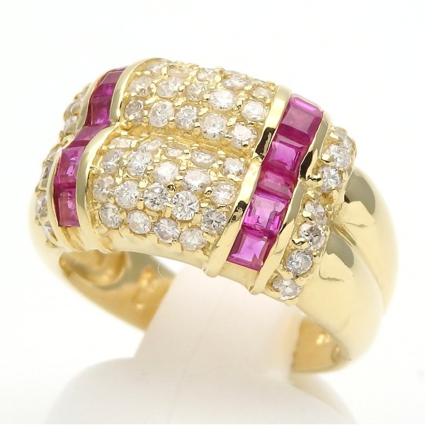 画像2: K18 ゴールド  K18YG　イエローゴールド　ルビー 0.97ct ダイヤモンド 0.83ct　指輪　中古　美品　新品仕上済　リング　ダイヤ　レディース　質屋　 7月誕生石