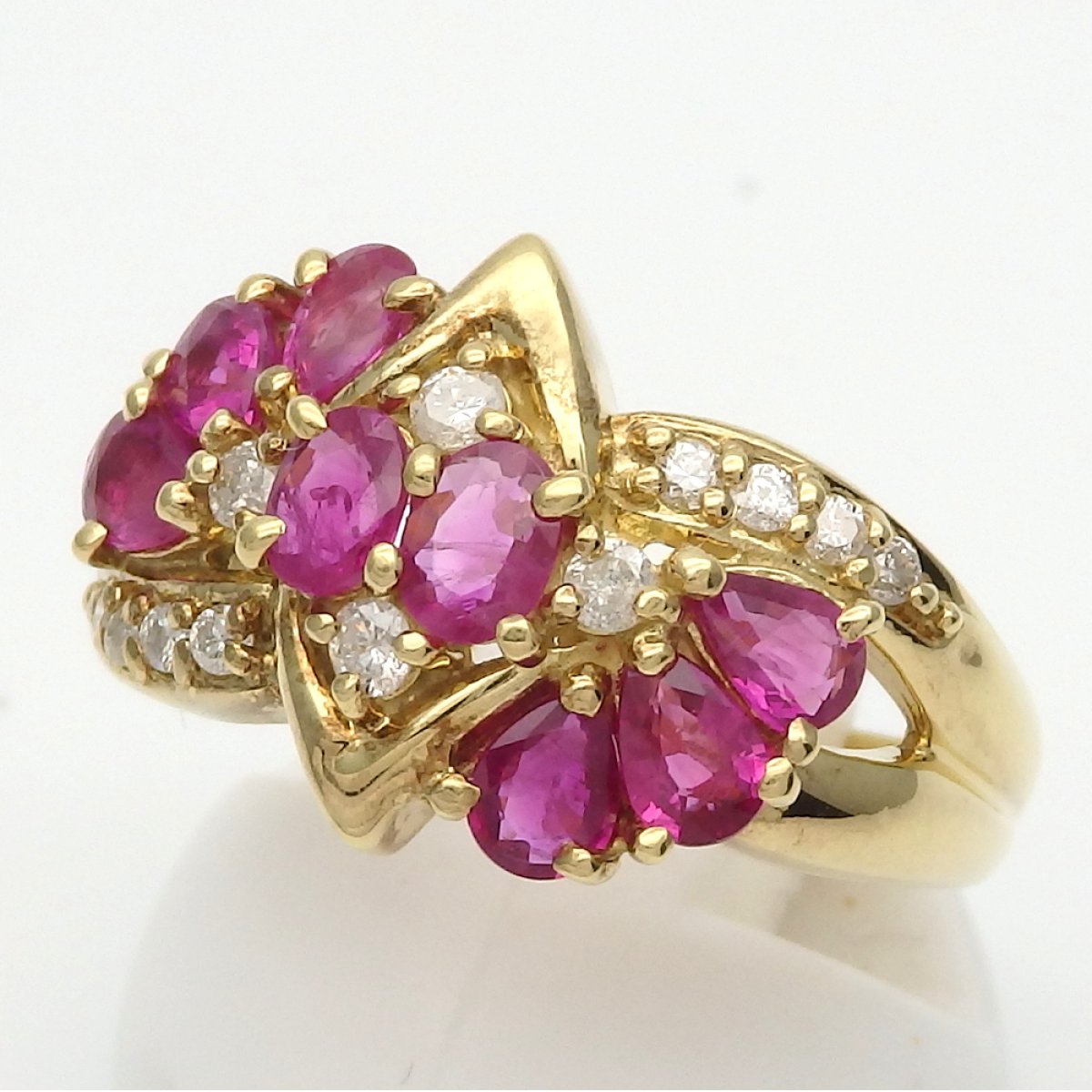 画像2: K18 ゴールド K18YG　イエローゴールド　 ルビー 1.52ct ダイヤモンド 0.22ct　指輪　中古　美品　仕上済　リング　ダイヤ　レディース　質屋　 7月誕生石
