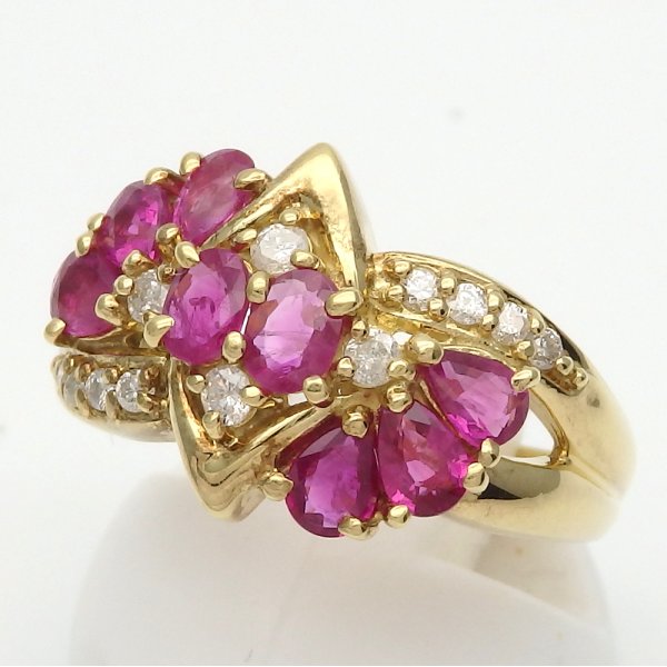 画像2: K18 ゴールド K18YG　イエローゴールド　 ルビー 1.52ct ダイヤモンド 0.22ct　指輪　中古　美品　仕上済　リング　ダイヤ　レディース　質屋　 7月誕生石
