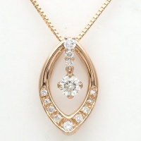 K18 ゴールド　ダイヤモンド 計0.54ct　ペンダント付ネックレス　中古　美品　レディース　ジュエリー　揺れる　ペンダント ダイヤ　質屋