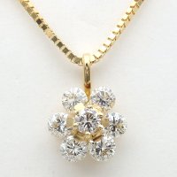 K18 ゴールド　ダイヤモンド 1.00ct　ペンダント付ネックレス　中古　美品　レディース　ジュエリー　ダイヤ 　1カラット　フラワー　750　ウノアエレ　ペンダント　質屋