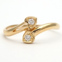 K18 ゴールド ダイヤモンド　0.06ct 指輪　中古　美品　新品仕上済　レディース　ジュエリー　リング　ダイヤ　ハート　可愛い　プレゼント 質屋　4月誕生石