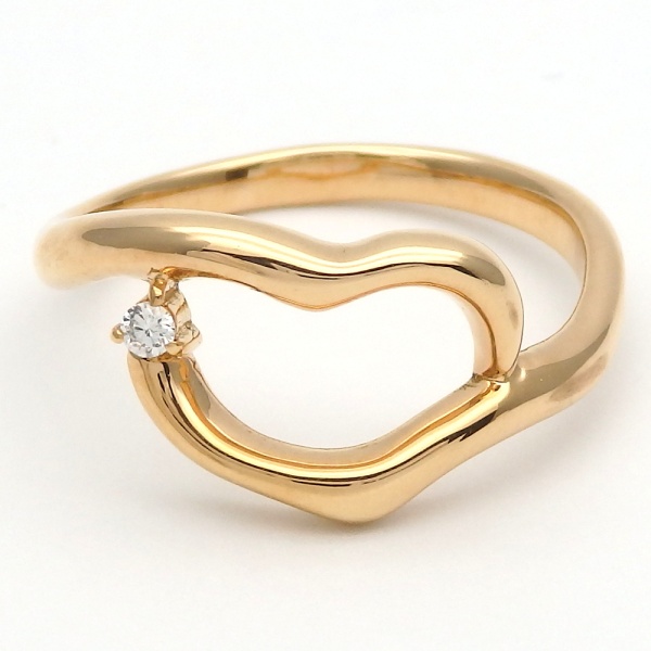 画像1: 俄【NIWAKA】K18 ゴールド ダイヤモンド　0.02ct 指輪　中古　美品　レディース　ジュエリー　リング　ハート　可愛い　プレゼント ダイヤ　質屋　4月誕生石
