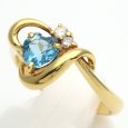 画像2: K18 ゴールド K18YG　イエローゴールド　ブルートパーズ 0.50ct　ダイヤモンド 0.05ct 指輪　中古　美品　仕上済　レディース　ジュエリー　リング　ハート　可愛い　プレゼント ダイヤ　質屋　11月誕生石 (2)