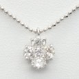 画像1: Pt900　プラチナ ダイヤモンド　1.00ct 1カラット　ペンダント付ネックレス 　フラワー　レディース　ジュエリー　ダイヤ　ボールチェーン　中古　美品　質屋　4月誕生石 (1)