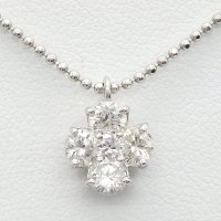 Pt900　プラチナ ダイヤモンド　1.00ct 1カラット　ペンダント付ネックレス 　フラワー　レディース　ジュエリー　ダイヤ　ボールチェーン　中古　美品　質屋　4月誕生石