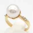 画像2: K18　ゴールド　真珠　約8.8ミリ　ダイヤモンド　0.07ct　指輪　中古　美品　レディース　ジュエリー　ダイヤ　リング　パール　アクセサリー　質屋　6月誕生石 (2)