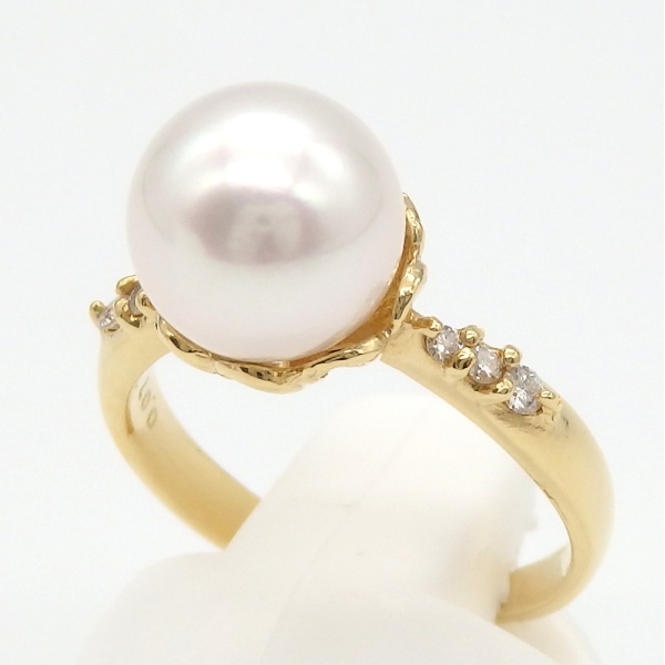 画像2: K18　ゴールド　真珠　約8.8ミリ　ダイヤモンド　0.07ct　指輪　中古　美品　レディース　ジュエリー　ダイヤ　リング　パール　アクセサリー　質屋　6月誕生石