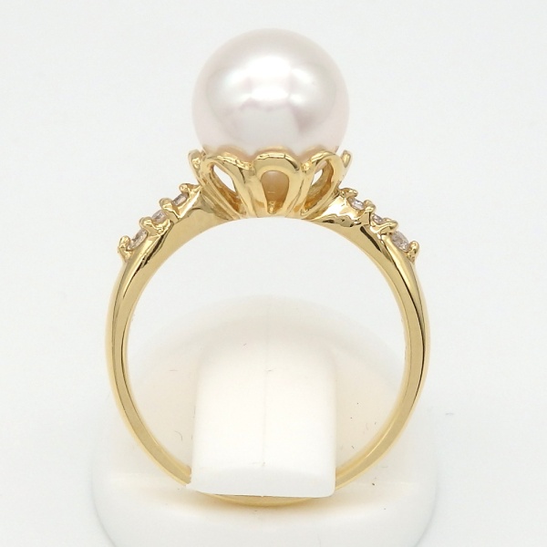 画像3: K18　ゴールド　真珠　約8.8ミリ　ダイヤモンド　0.07ct　指輪　中古　美品　レディース　ジュエリー　ダイヤ　リング　パール　アクセサリー　質屋　6月誕生石