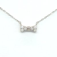 【STAR JEWELRY】スタージュエリー　K18WG ホワイトゴールド ダイヤモンド　0.03ct　ペンダント付ネックレス 中古　ギャランティカード付　美品　 リボン　レディース　ジュエリー　ダイヤ 4月誕生石 質屋