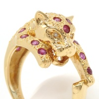 K18 ゴールド ルビー　0.78ct ダイヤモンド 0.01ct 指輪　パンサー 豹　アニマル　中古　美品　レディース　ジュエリー　動物　ダイヤ　7月誕生石 リング　質屋