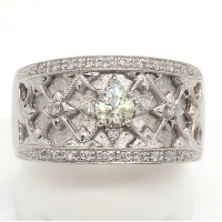 K18WG ホワイトゴールド ダイヤモンド 0.227ct 0.16ct 指輪 新品仕上済　中古 美品　ダイヤ　4月誕生石　リング　ジュエリー　レディース　幅広　質屋