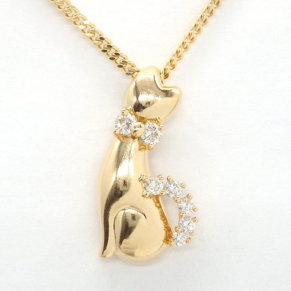 画像1: 【POLA】ポーラ 750 ゴールド ダイヤモンド 0.13ct ペンダント付ネックレス　中古　美品　レディース　キャット ダイヤ　ネコ　ジュエリー 動物　ねこ　猫　質屋　4月誕生石