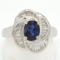 Pt900 プラチナ サファイア 1.21ct　ダイヤモンド 0.33ct 　指輪 中古　美品　新品仕上済　　ダイヤ　リング　レディース　ジュエリー バケットダイヤ 9月誕生石 質屋