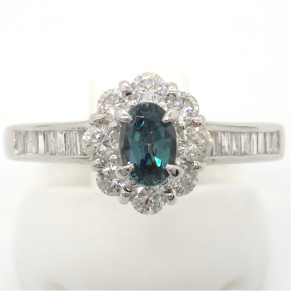 画像1: Pt900 プラチナ　アレキサンドライト　0.40ct　ダイヤモンド　0.63ct 　指輪 　ソーティング付　中古　美品　新品仕上済　ダイヤ　レディース　ジュエリー　リング　天然クリソベリル　6月誕生石　質屋
