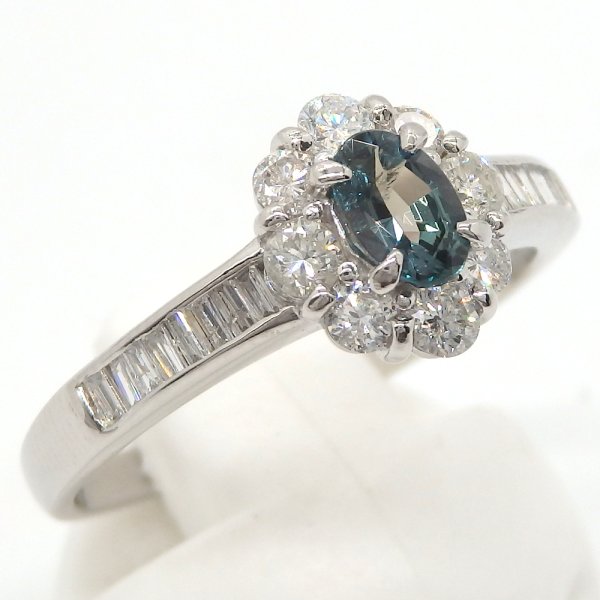 画像2: Pt900 プラチナ　アレキサンドライト　0.40ct　ダイヤモンド　0.63ct 　指輪 　ソーティング付　中古　美品　新品仕上済　ダイヤ　レディース　ジュエリー　リング　天然クリソベリル　6月誕生石　質屋