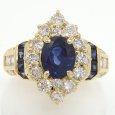 画像1: K18 ゴールド K18YG イエローゴールド　サファイア 1.02ct 0.50ct　ダイヤモンド 1.53ct 指輪　中古　美品　リング　ダイヤ　レディース　ジュエリー　9月誕生石 質屋 (1)