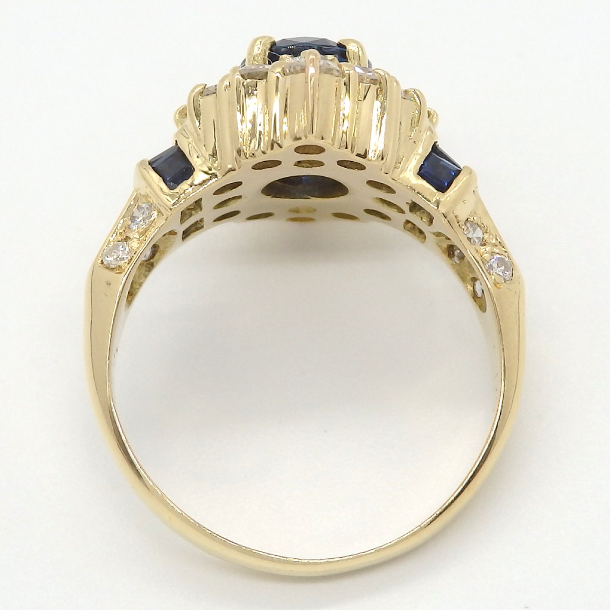 画像4: K18 ゴールド K18YG イエローゴールド　サファイア 1.02ct 0.50ct　ダイヤモンド 1.53ct 指輪　中古　美品　リング　ダイヤ　レディース　ジュエリー　9月誕生石 質屋