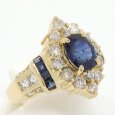 画像2: K18 ゴールド K18YG イエローゴールド　サファイア 1.02ct 0.50ct　ダイヤモンド 1.53ct 指輪　中古　美品　リング　ダイヤ　レディース　ジュエリー　9月誕生石 質屋 (2)