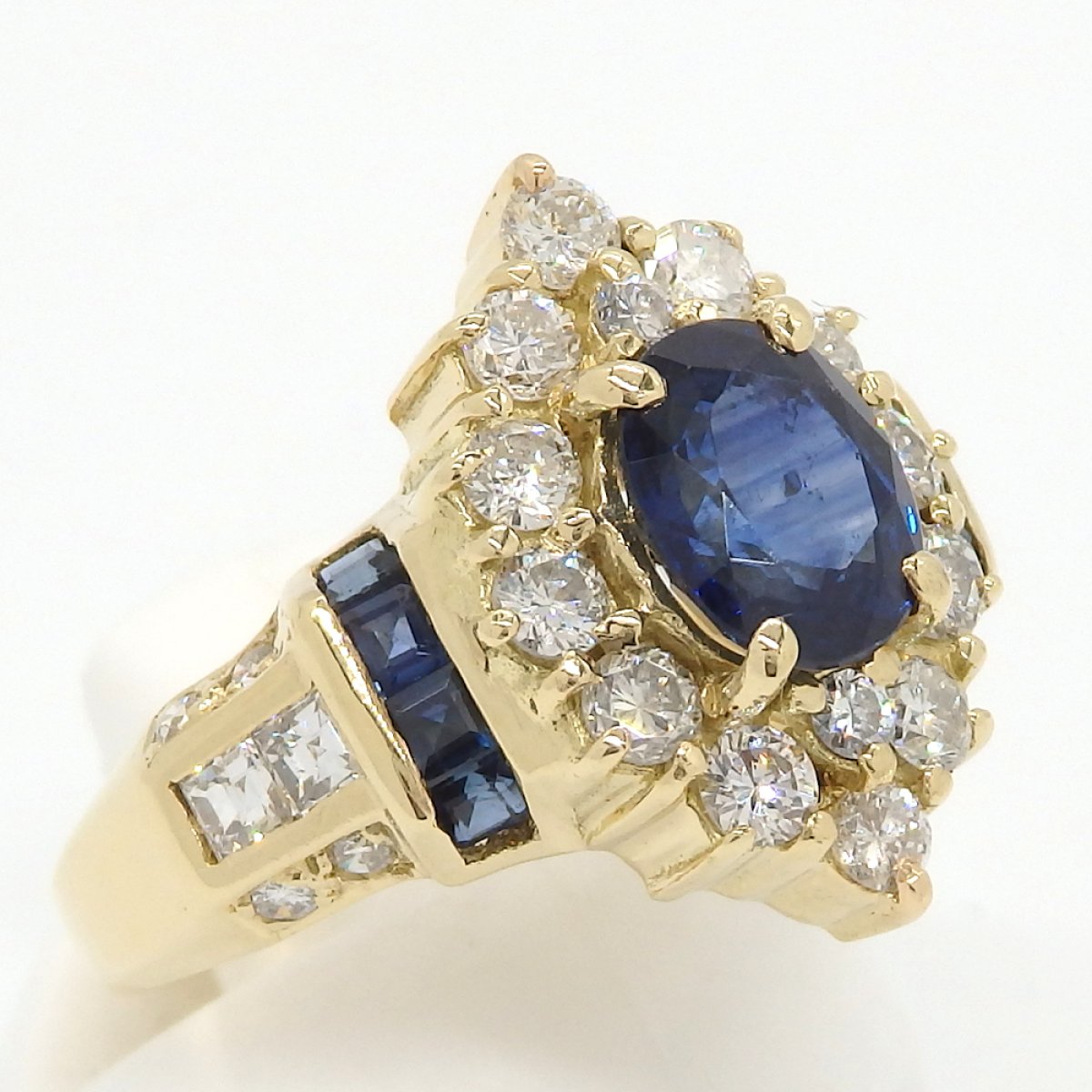 画像2: K18 ゴールド K18YG イエローゴールド　サファイア 1.02ct 0.50ct　ダイヤモンド 1.53ct 指輪　中古　美品　リング　ダイヤ　レディース　ジュエリー　9月誕生石 質屋