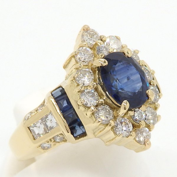 画像2: K18 ゴールド K18YG イエローゴールド　サファイア 1.02ct 0.50ct　ダイヤモンド 1.53ct 指輪　中古　美品　リング　ダイヤ　レディース　ジュエリー　9月誕生石 質屋