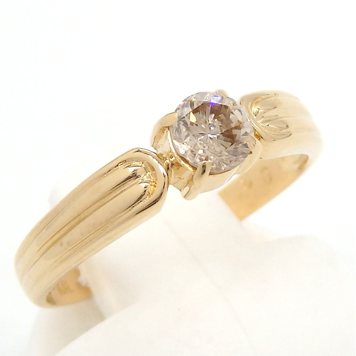 画像3: K18 ゴールド  K18YG イエローゴールド　ダイヤモンド 0.30ct　ブラウン　指輪 中古　美品　新品仕上済　質屋　4月誕生石 レディース　ジュエリー　ダイヤ　リング