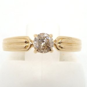 K18 ゴールド  K18YG イエローゴールド　ダイヤモンド 0.30ct　ブラウン　指輪 中古　美品　新品仕上済　質屋　4月誕生石 レディース　ジュエリー　ダイヤ　リング