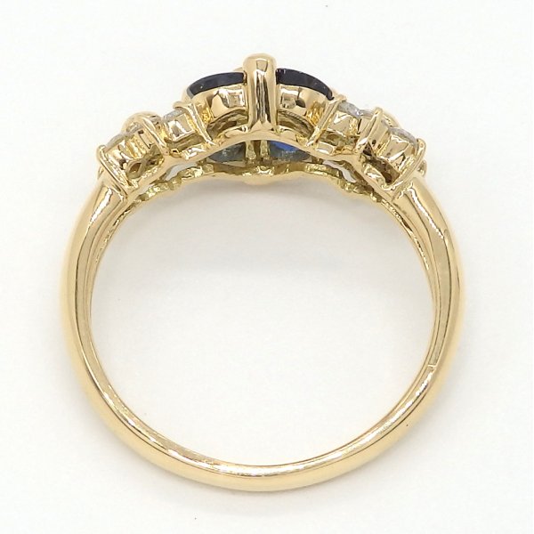 画像4: K18 ゴールド K18YG イエローゴールド　サファイア 0.99ct ダイヤモンド 0.31ct　指輪 フラワー　カボション　中古　美品　新品仕上済　質屋　9月誕生石　4月誕生石　 レディース　ジュエリー　ダイヤ　リング