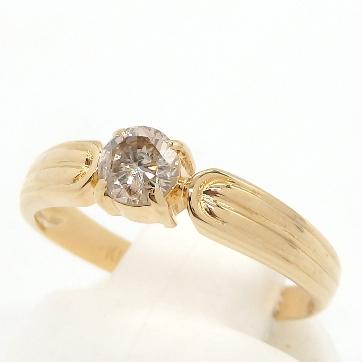 画像2: K18 ゴールド  K18YG イエローゴールド　ダイヤモンド 0.30ct　ブラウン　指輪 中古　美品　新品仕上済　質屋　4月誕生石 レディース　ジュエリー　ダイヤ　リング