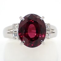 Pt850　プラチナ アルマンダイト ガーネット 4.33ct ダイヤモンド 0.17ct 指輪 ソーティング付 中古 美品 リング レディース 質屋　1月誕生石　新品仕上済　ジュエリー