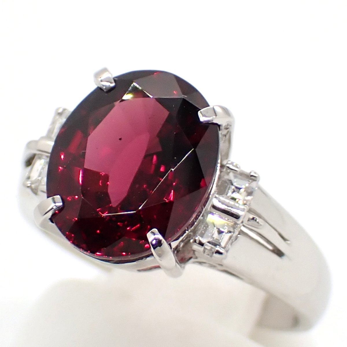 画像3: Pt850　プラチナ アルマンダイト ガーネット 4.33ct ダイヤモンド 0.17ct 指輪 ソーティング付 中古 美品 リング レディース 質屋　1月誕生石　新品仕上済　ジュエリー